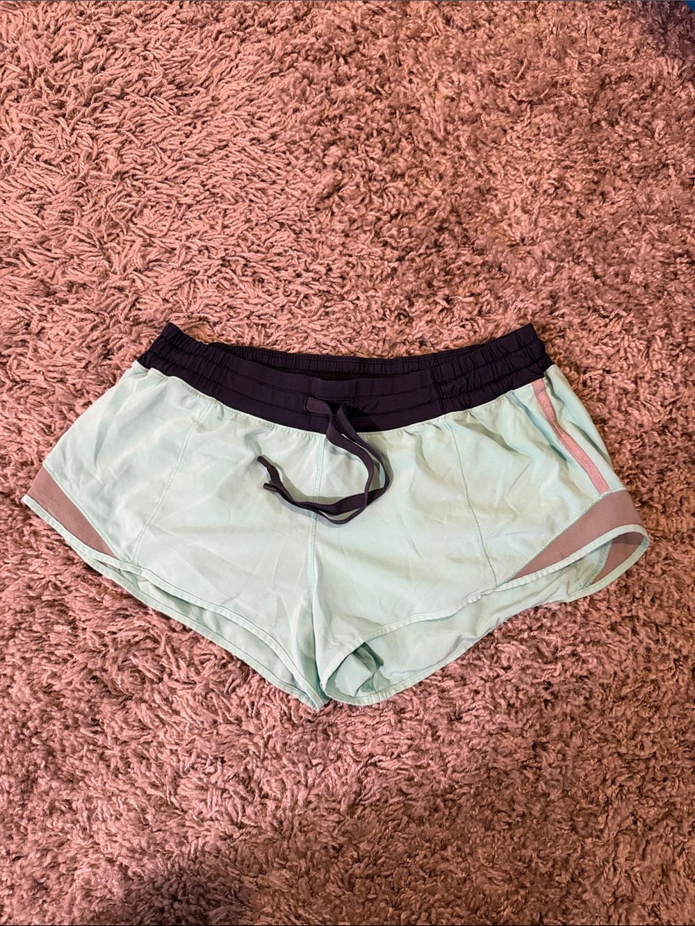 Lululemon Light Mint Women’s Athletic Shorts with Navy Waistband Size 8
